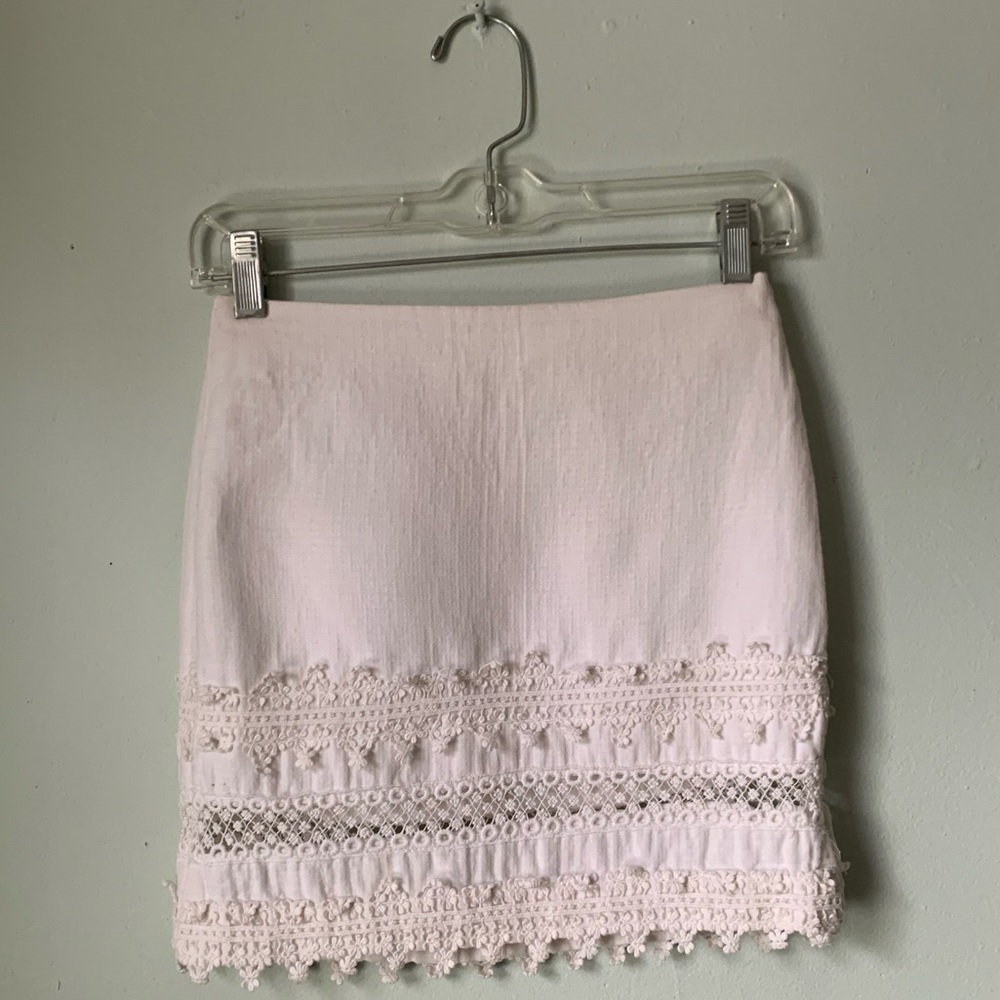 White skirt with crochet detailing